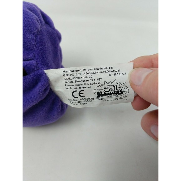 Silly Slammers Knuckles Design #2 Beanbag Purple Angry VTG 1998 90s Toy Not Work - Picture 8 of 9